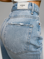 Джинсы Woman Denim 1025 широкие однотонные трубы