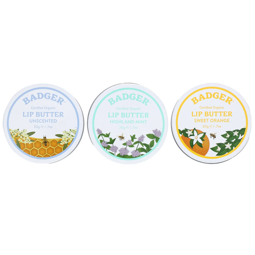 Badger, Lip Butter Tin Trio, набор из 3 предметов, 20 г (0,7 унции) в каждом