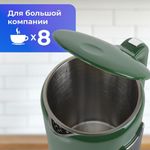 Чайник с терморегулятором и дисплеем, ДВОЙНЫЕ СТЕНКИ, SONNEN KT-8723EG, 1,7 л, 2200 Вт, изумрудный, 454689