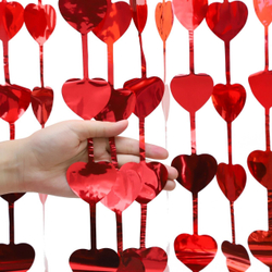 Занавес фольг красный Сердца 1х2м