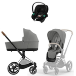Коляска Cybex Priam IV Chrome Brown complete Aton S2 Moon Black Base One 4 в 1 Mirage Grey