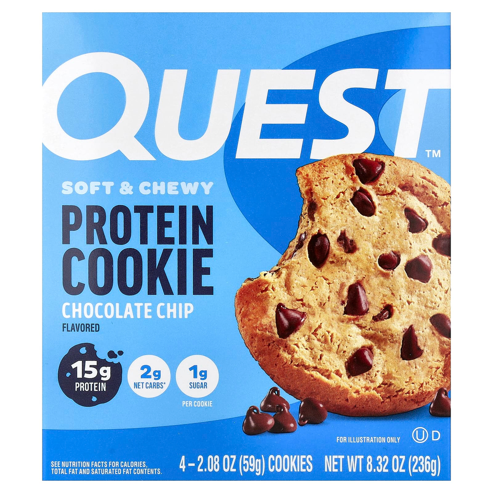 Quest Nutrition, Протеиновое печенье, шоколадная крошка, 4 пакетика, 59 г (2,08 унции)