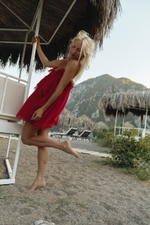 Платье мини с воланами red