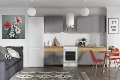 Кухня Квик-степ дуб крафт золотой / графит 200 см