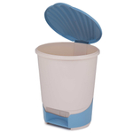 Ведро для мусора 10л с педалью, светло бежевый-синий