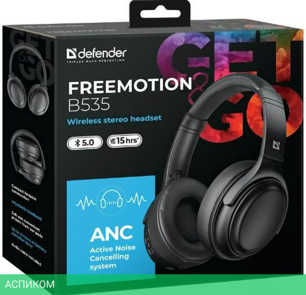 Наушники Defender FreeMotion B535 черный (63535)