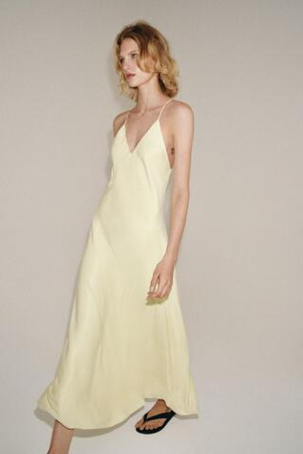 ZARA ПЛАТЬЕ-КОМБИНАЦИЯ — ZW COLLECTION, ПАСТЕЛЬНО-ЖЕЛТЫЙ