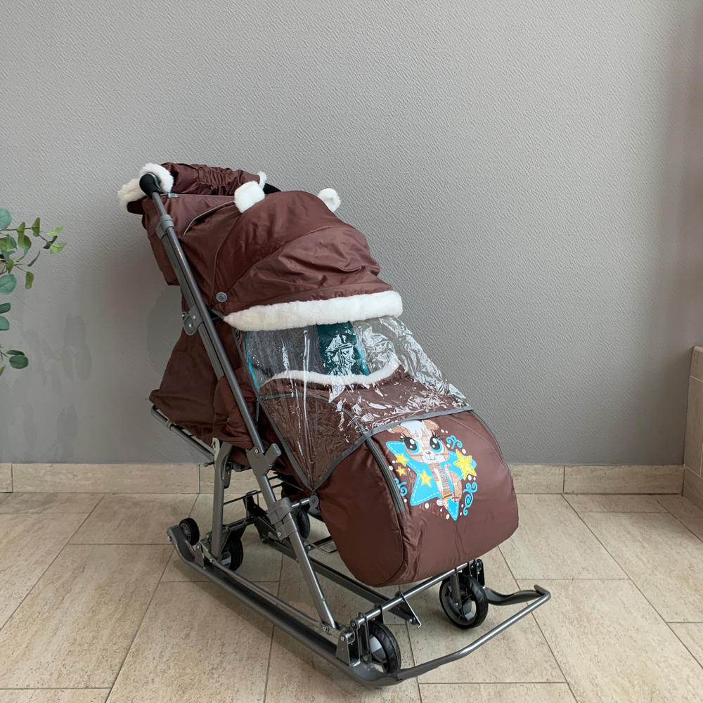Коляска-санки комбинированная «Ника Детям 7-6» с бельчонком шоколадный (арт. НД7-6/12)