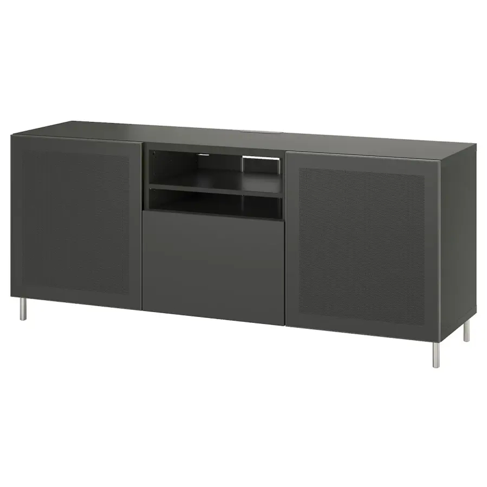 Тумба под ТВ с ящиками - IKEA BESTÅ/BESTA/БЕСТО ИКЕА, 42х74х180 см, серый