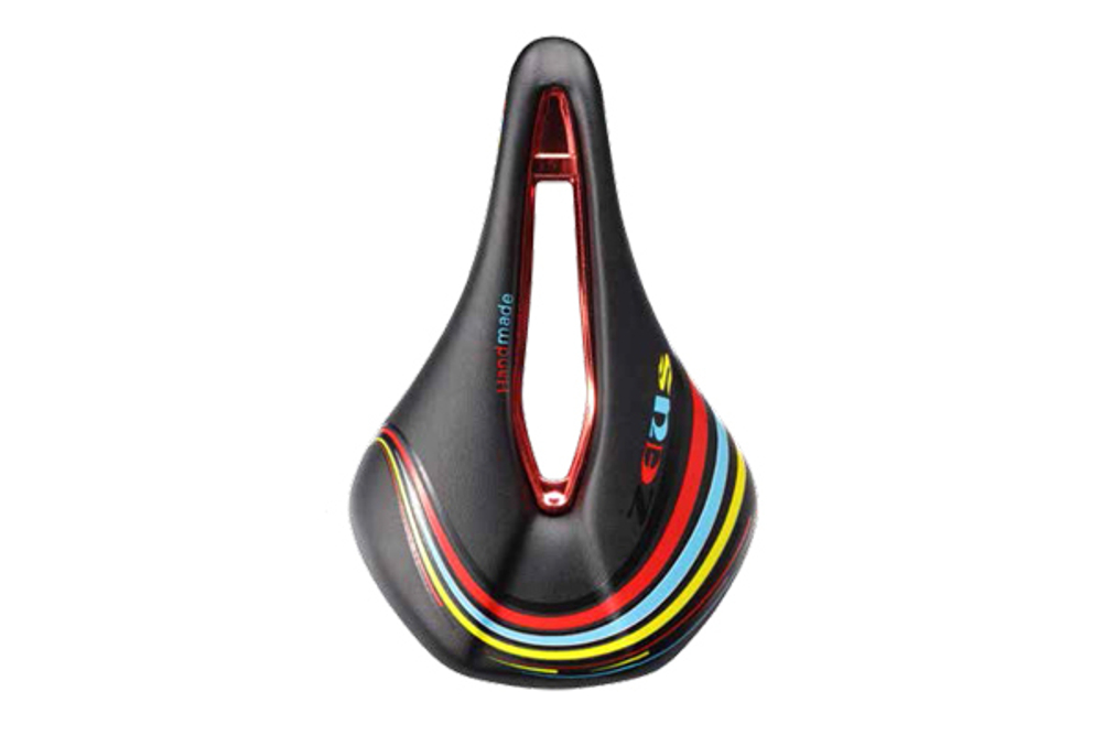Седло ZEUS Z-S50 MTB Sport 245*155mm,рельсы сталь,анатомическое,черный\радужный,270гр