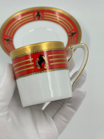 Кофейная пара Celine с красной каймой