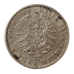 Монета 2 марки 1876 год Германия (Империя, Пруссия)