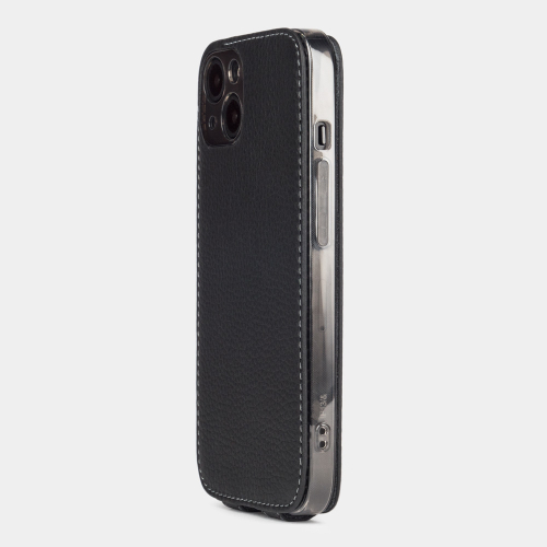 Чехол для iPhone 14 из кожи теленка, цвета черный