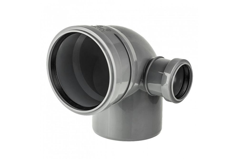 Отвод ПВХ с двумя патрубками Д.110/50 90гр.