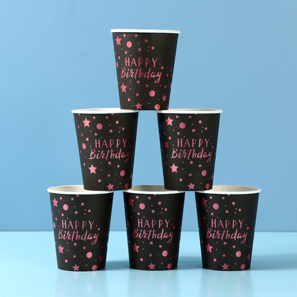 Стаканы одноразовые праздничные &quot;Pink Gold Birthday&quot;
