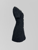 Платье 1301 по фигуре с коротким рукавом, блестящим воротом и пуговицами