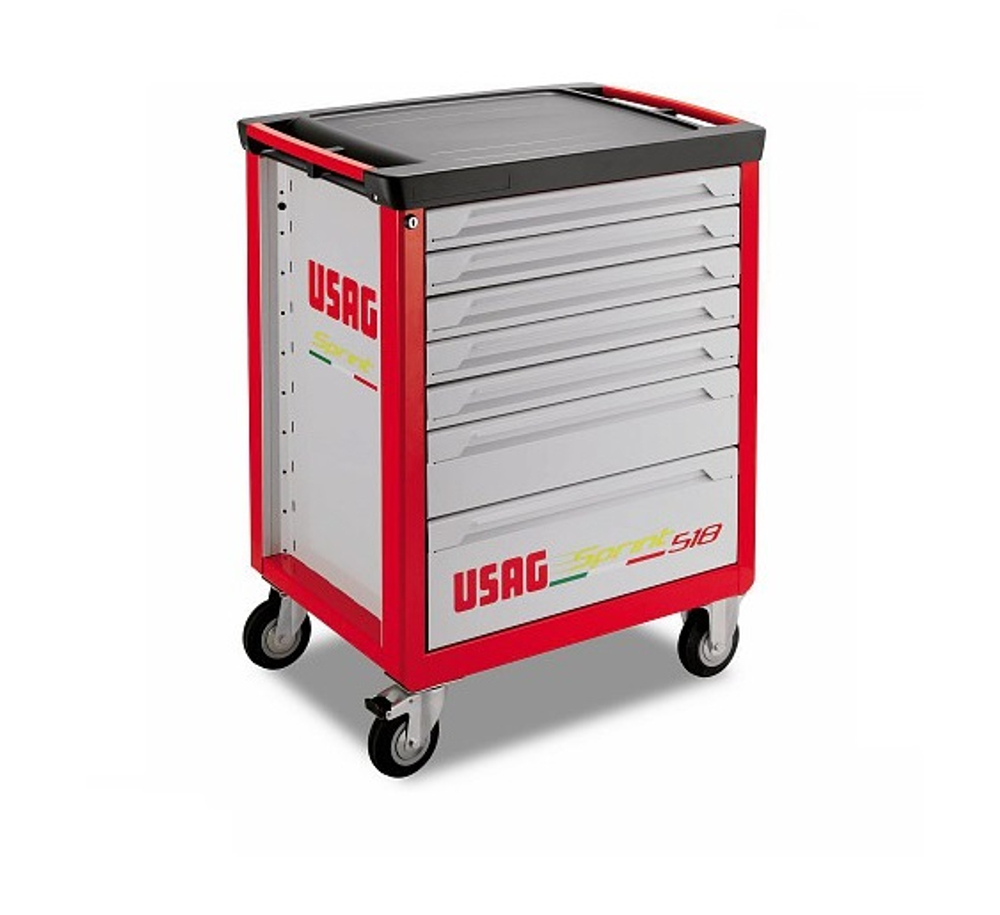 518 S7V Тележка инструментальная, семь выдвижных ящиков, красно-серая, USAG (Италия)