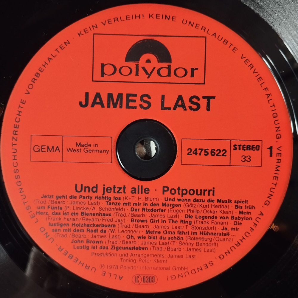 Винтажная виниловая пластинка LP James Last Und Jetzt Alle (Germany 1978) Rucki Zucki