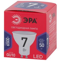 Лампочка светодиодная ЭРА RED LINE LED MR16-7W-865-GU10 R GU10 7 Вт софит холодный дневной свет | Лампы cветодиодные Точечные (Софиты) (MR, PAR)