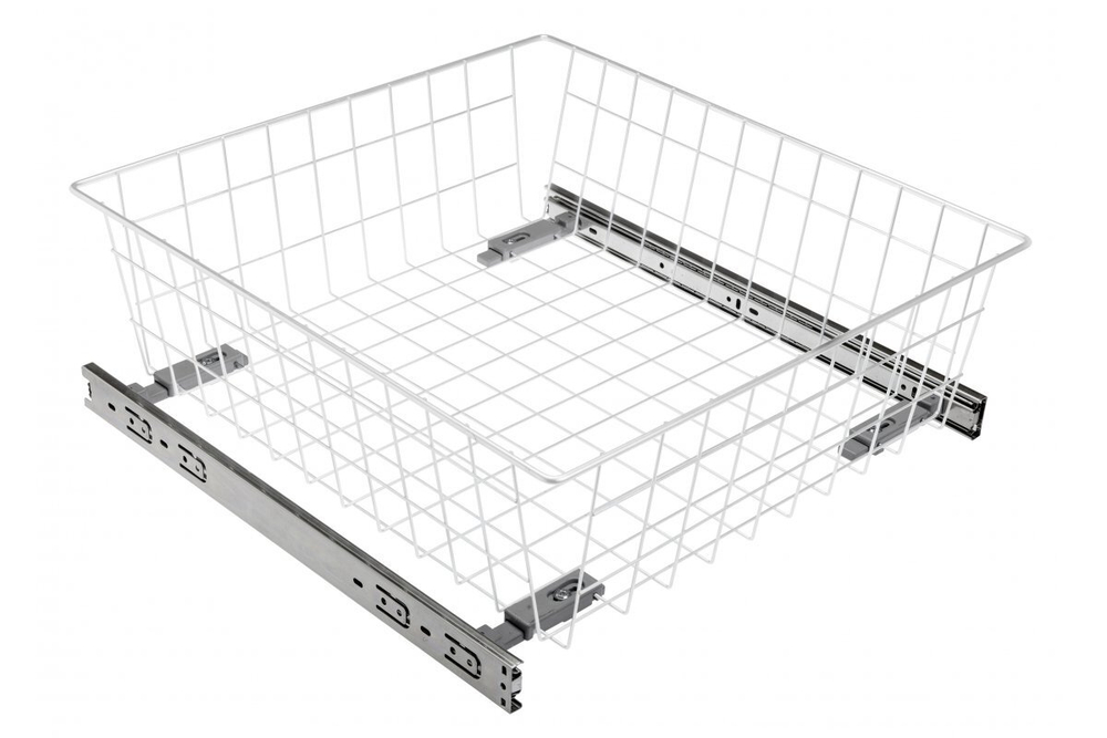 Корзина для белья проволочная, H-100, S-60, без направляющих h=45, белый