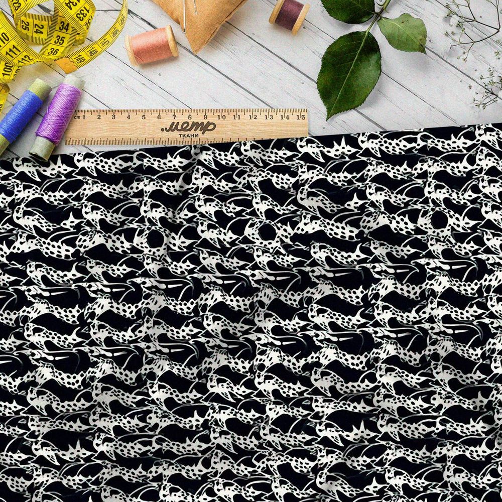 Ткань премиум Оксфорд 600D черно-белая мелодрама