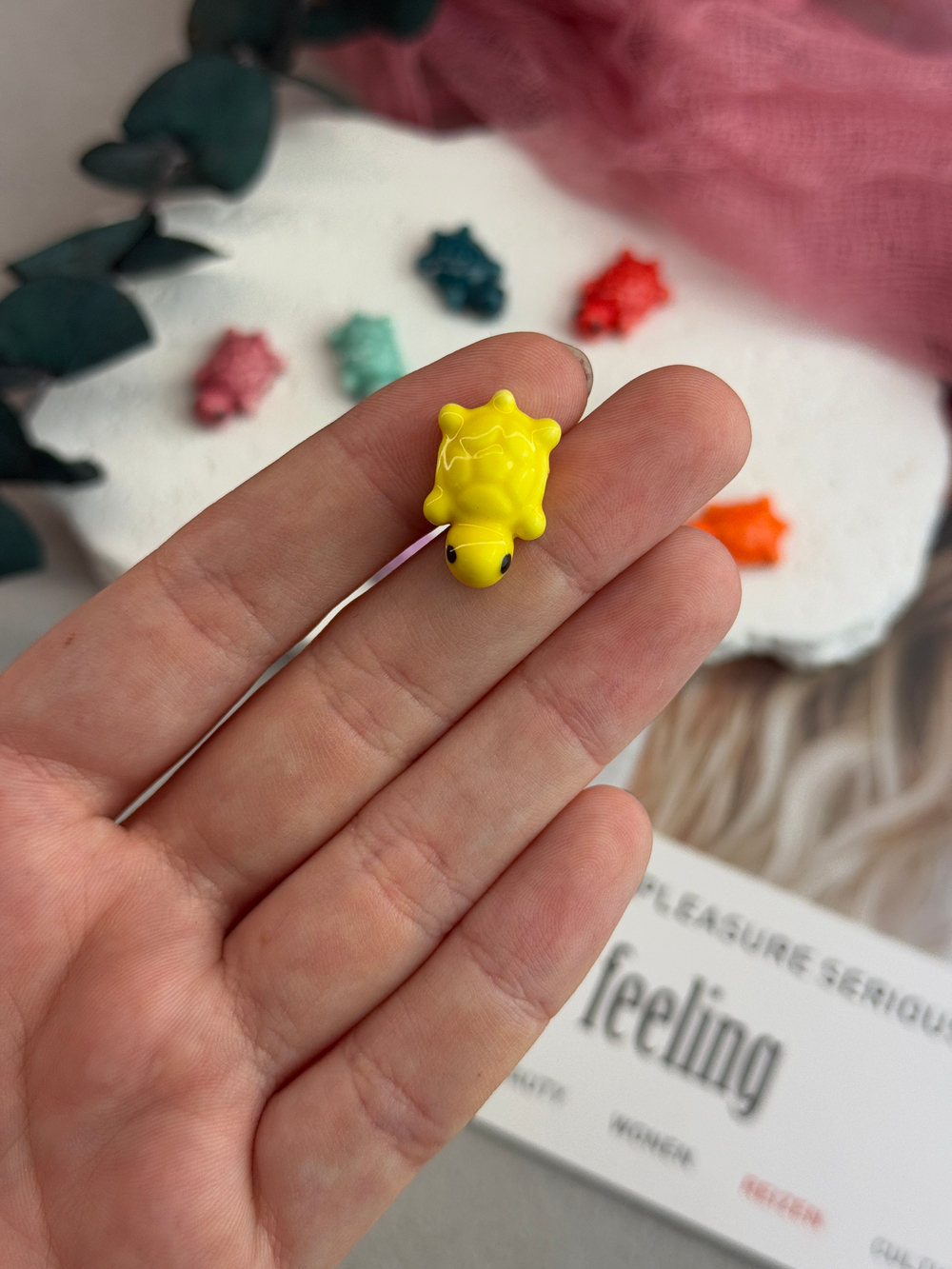 Керамические бусины "Черепашка", МИКС 12*19 мм, 10 штук