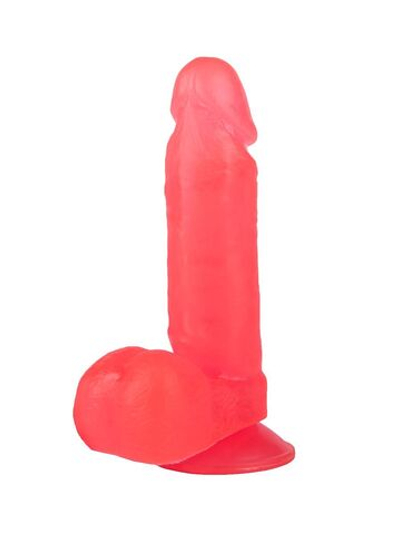 Розовый гелевый фаллоимитатор на подошве-присоске - 16 см. (Цвет: розовый)