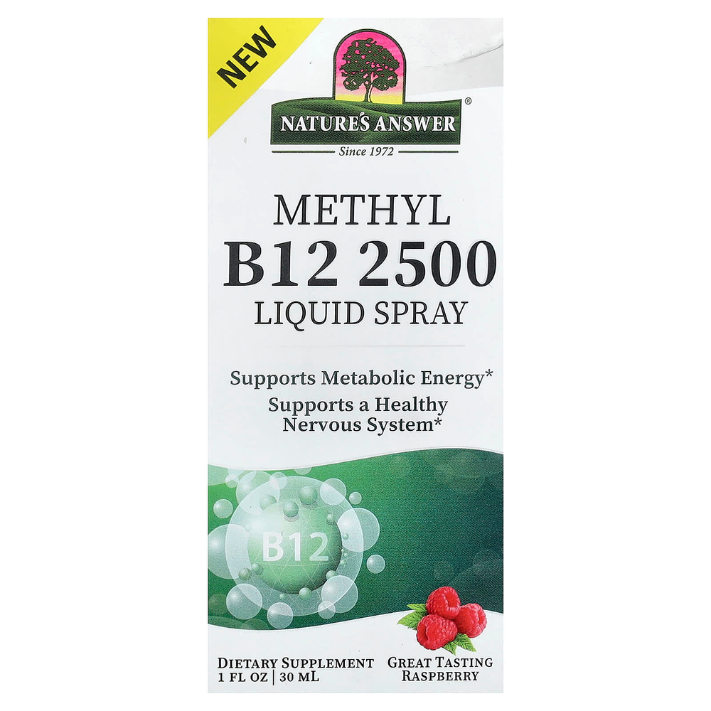 Nature's Answer, Methyl B12 2500, жидкий спрей, малина, 30 мл (1 жидк. унц.)