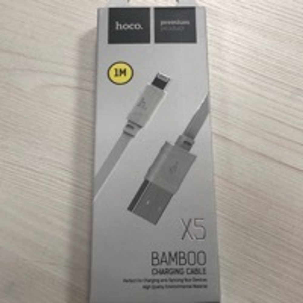 Кабель USB - Lightning (для iPhone) Hoco X5 (плоский) Белый