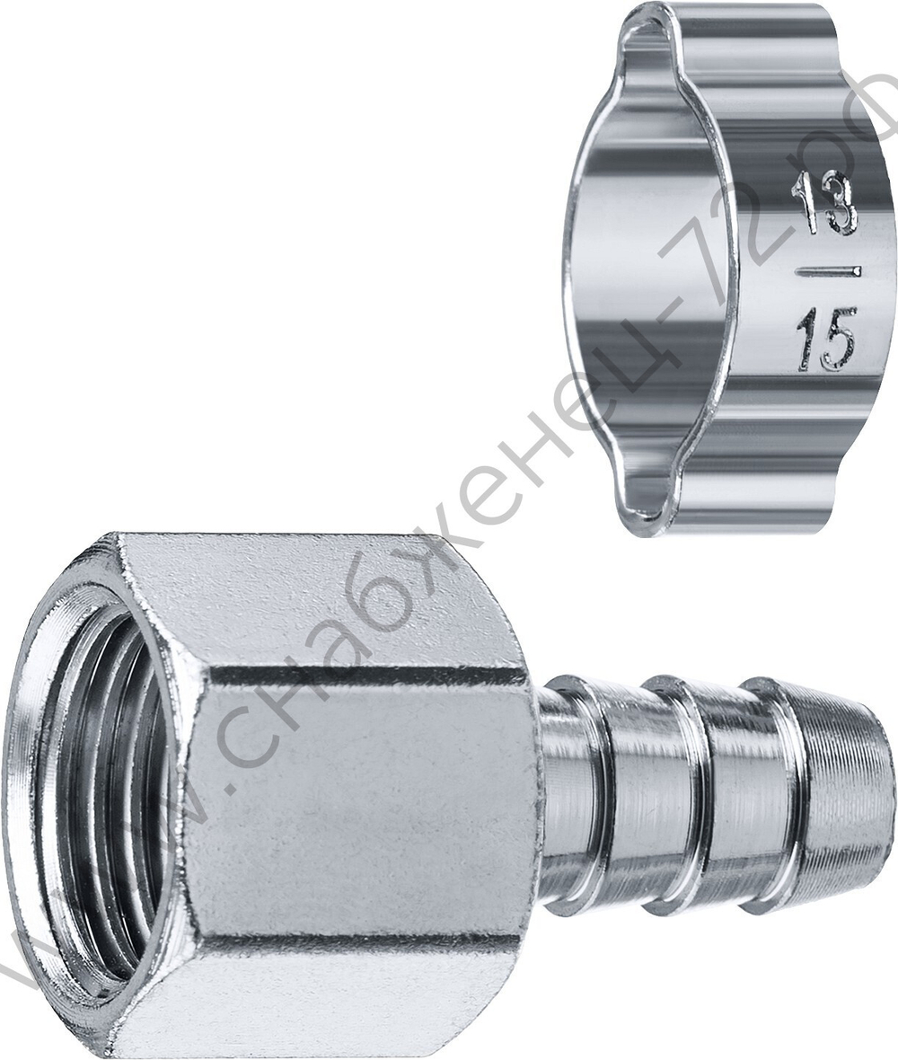 ЗУБР штуцер ″елочка″, 10 мм - 3/8″F, переходник с обжимным хомутом, Профессионал (64923-3/8-10)