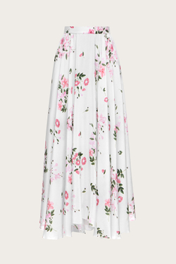 ЮБКА ИЗ ГОЛУБОГО ШЕЛКА С АВТОРСКИМ ПРИНТОМ