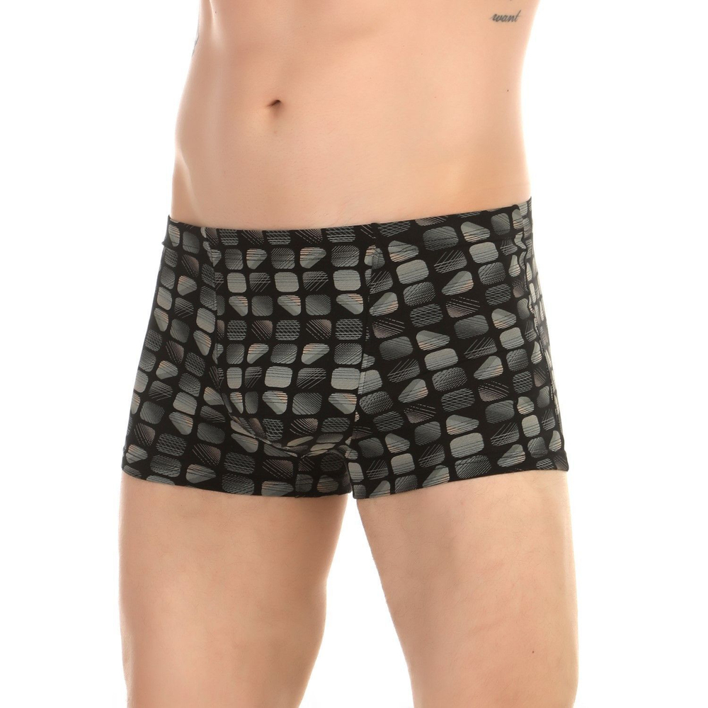 Мужские трусы-боксеры из вискозного полотна с принтом (Размер: XL) (Цвет: черный)