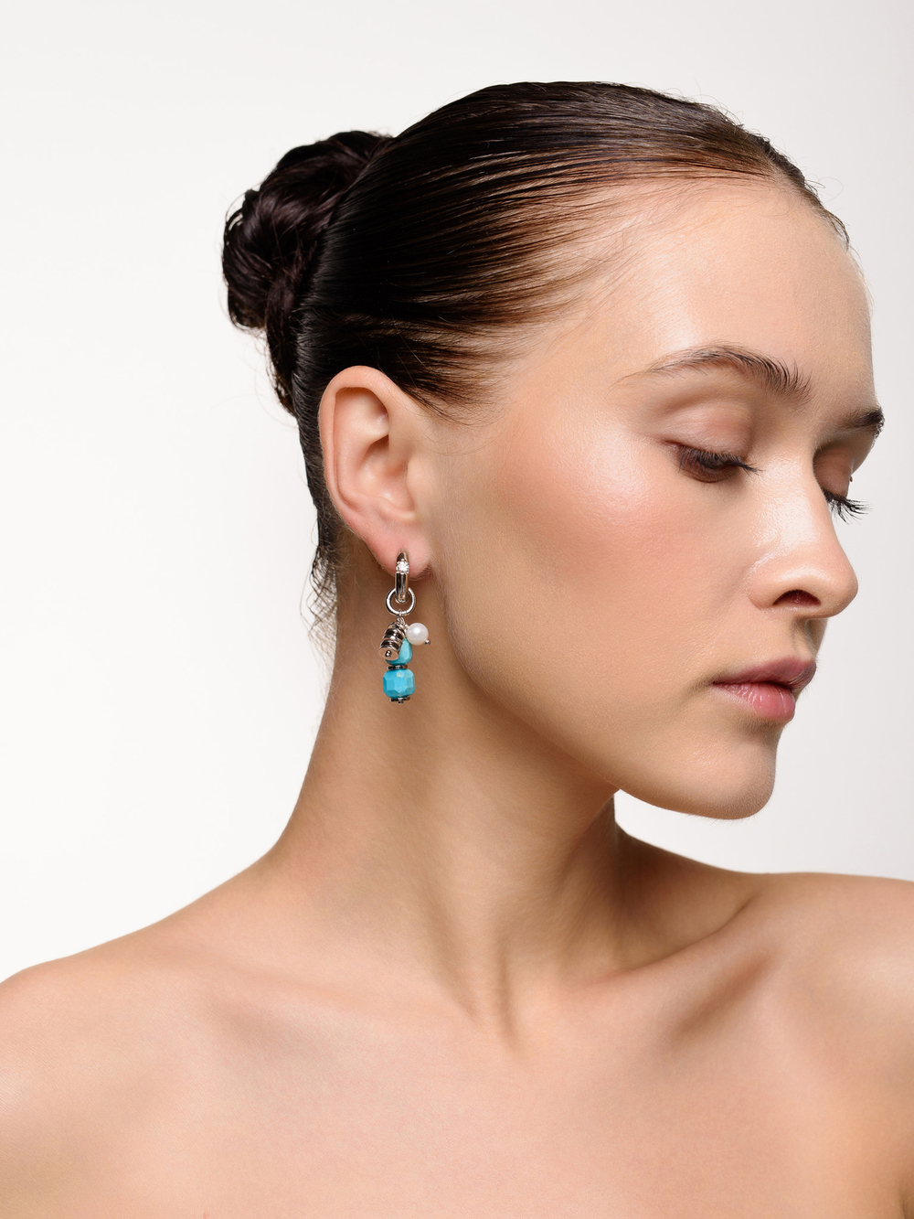 Серьги "Pearl caramel Aqua" Silver