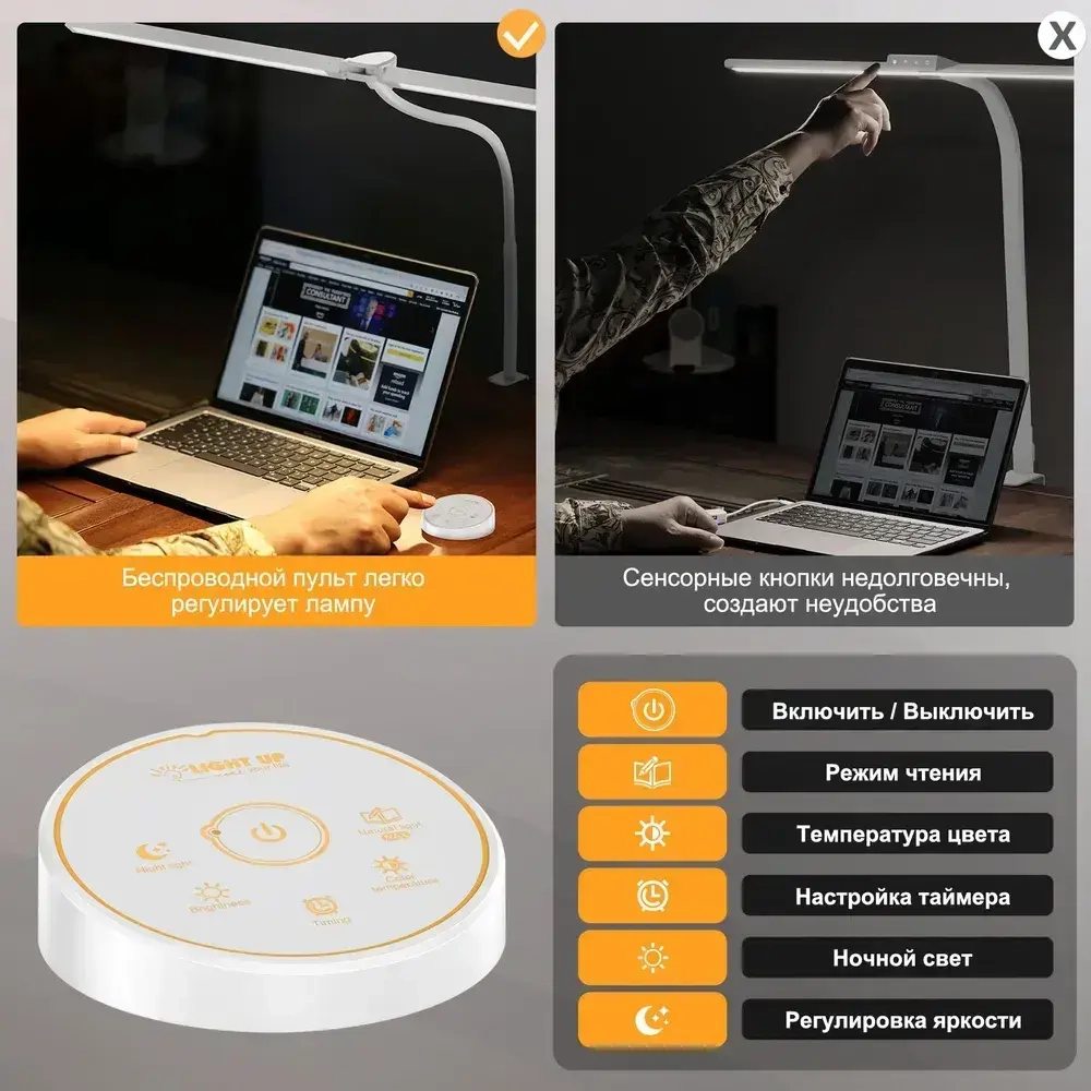 Лампа настольная для школьника,3000K-5500K, 80*70cm лампа настольная на струбцине,белое