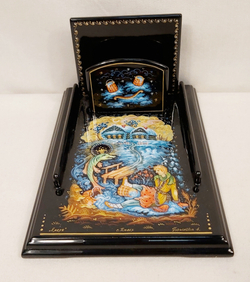 Подставка для блока для записей  ручной росписью Палех "Емеля"