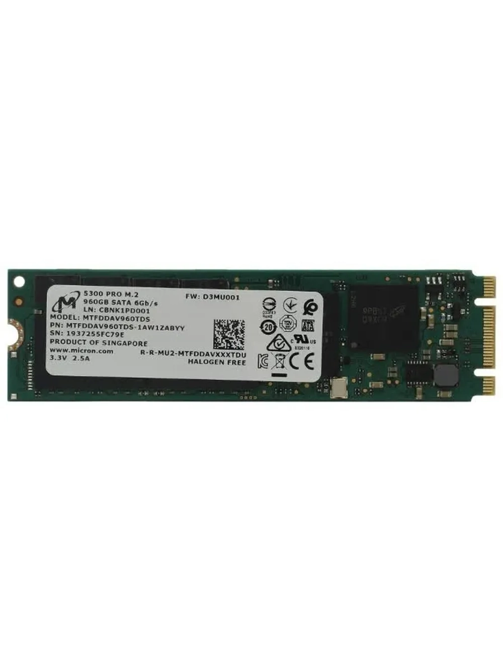 Накопитель SSD Micron 5300 PRO 960Gb (MTFDDAV960TDS)