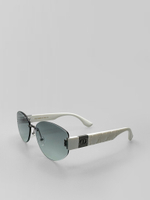 Очки 150 овальные без оправы с широкими белыми дужками