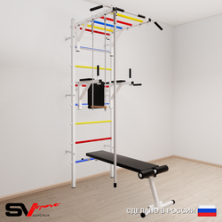 Шведская стенка Sv Sport усиленная 656 (Турник рукоход/Брусья/Скамья/Канат/Трапеция)