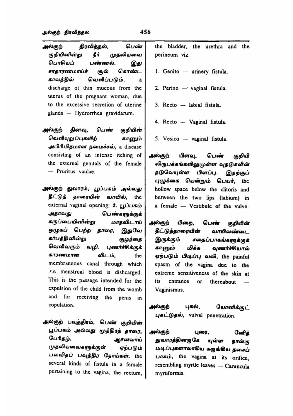 Tamil to English Dictionary of Medicine - Chemistry, Botany and Allied Sciences Vol-1 part 3 page no.450-581 | TV Sambasivam Pillai