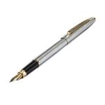 Набор ручек Brauberg Brioso (шариковая 1мм + перьевая 0.5мм), синие, корпус серебро