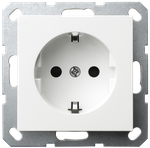 Розетка SCHUKO© с защитными шторками 16A 250V~ 2P+T, цвет белый глянцевый