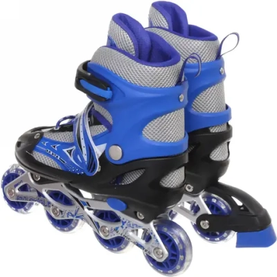 Коньки роликовые раздвижные Happy Star 136C, синий, колеса ПВХ, размер M (34-38)
