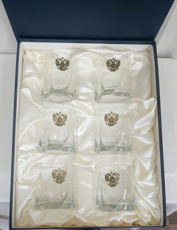 Набор из 6-ти бокалов для виски "Герб России" литье