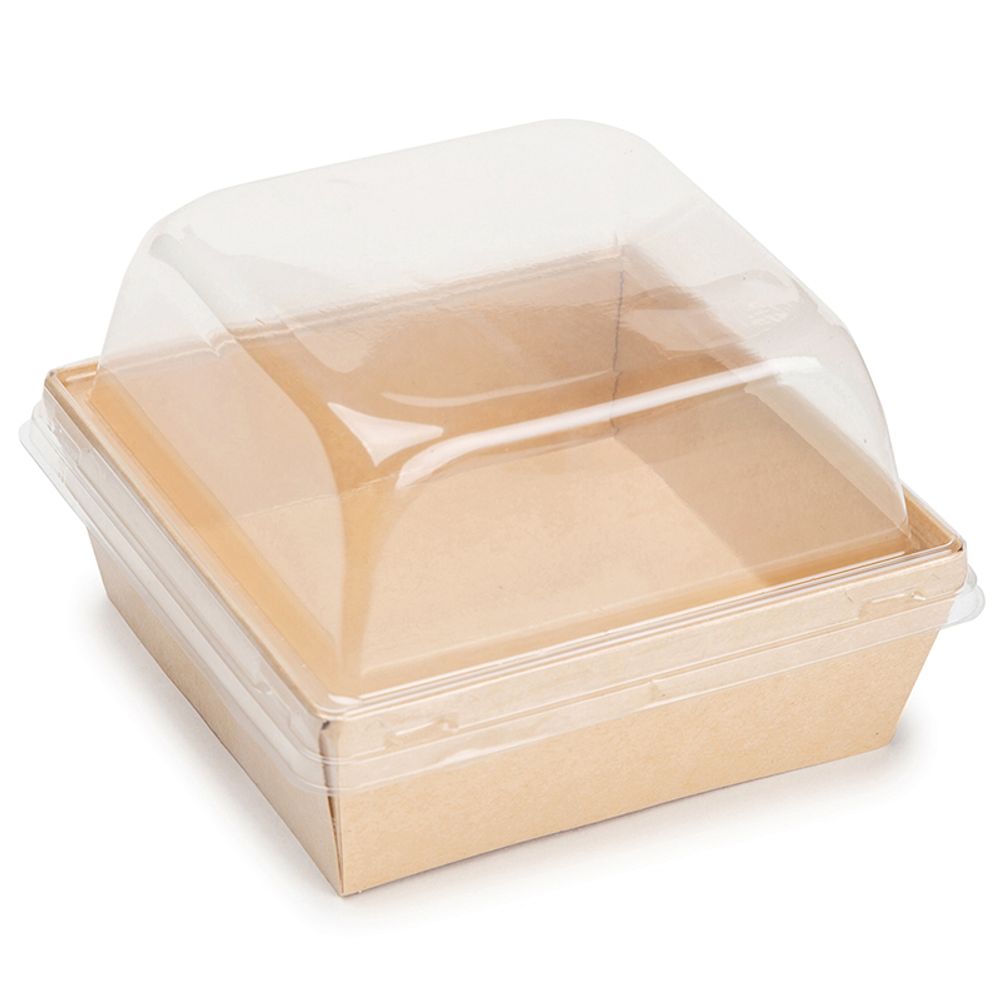 Коробка для бенто-торта купольная КРАФТ 15,5*15,5*9 см (дно 13,5*13,5 см)