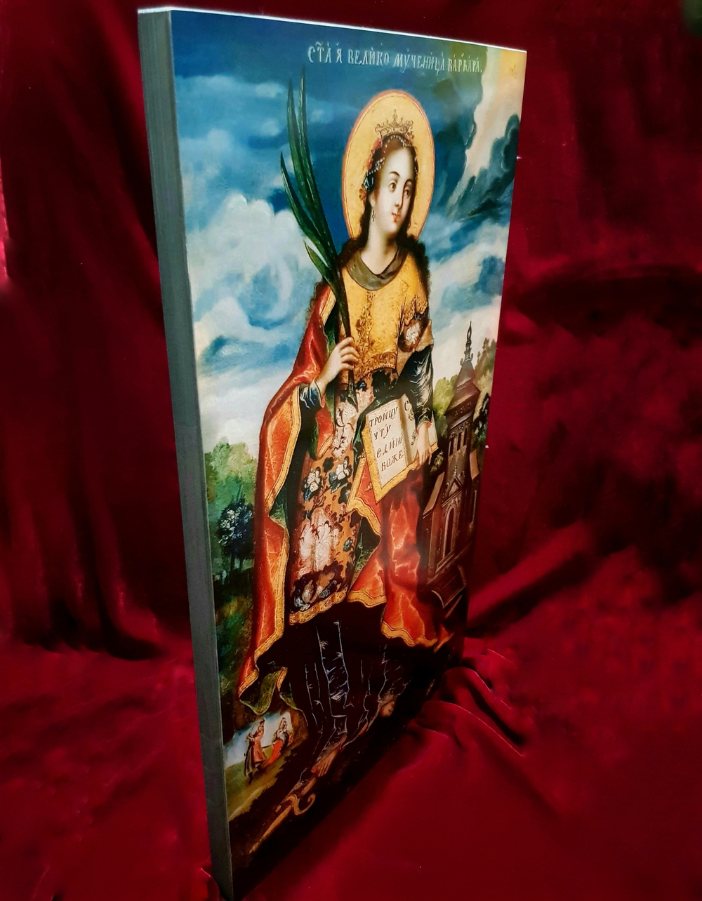 Икона святая Варвара на дереве на левкасе