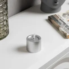 Светодиодная свеча Серебристая 6×8×6 см., пластик, батарейки АААх2, Luazon Lighting (9907601)