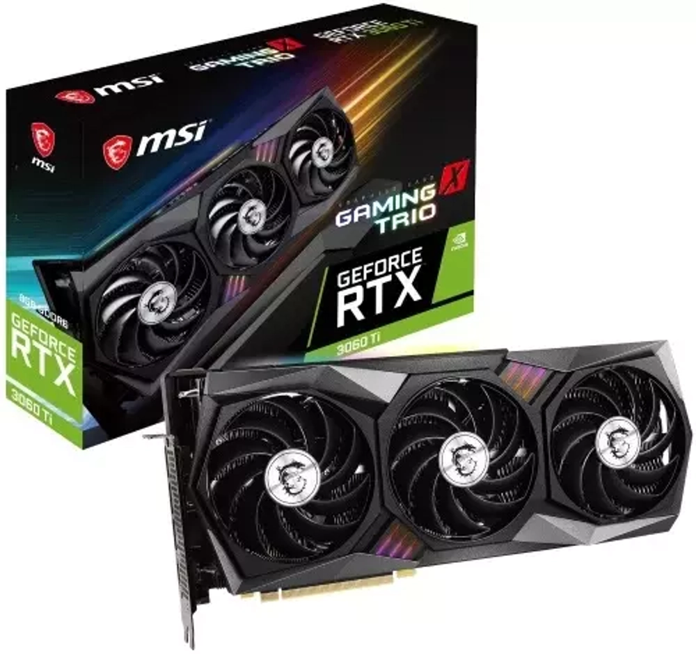 Видеокарта MSI PCI-E 4.0 RTX 3060 Ti GAMING X TRIO NVIDIA GeForce RTX 3060Ti 8192Mb 256 GDDR6 1680/14000/HDMIx1/DPx3/HDCP Ret