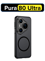 Чехол с Магсейф для Huawei Pura 80 Ultra черный матовый с черным бортом WLONS