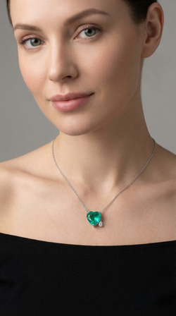 Серебряное колье с фианитами и турмалиновым кварцем