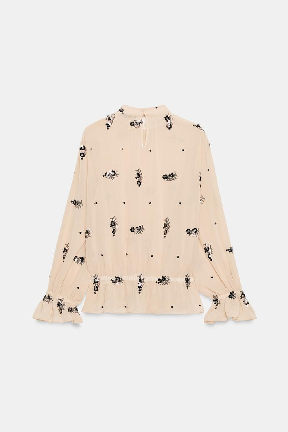 ZARA ПОЛУПРОЗРАЧНАЯ БЛУЗА С ПАЙЕТКАМИ, РАЗНОЦВЕТНЫЙ